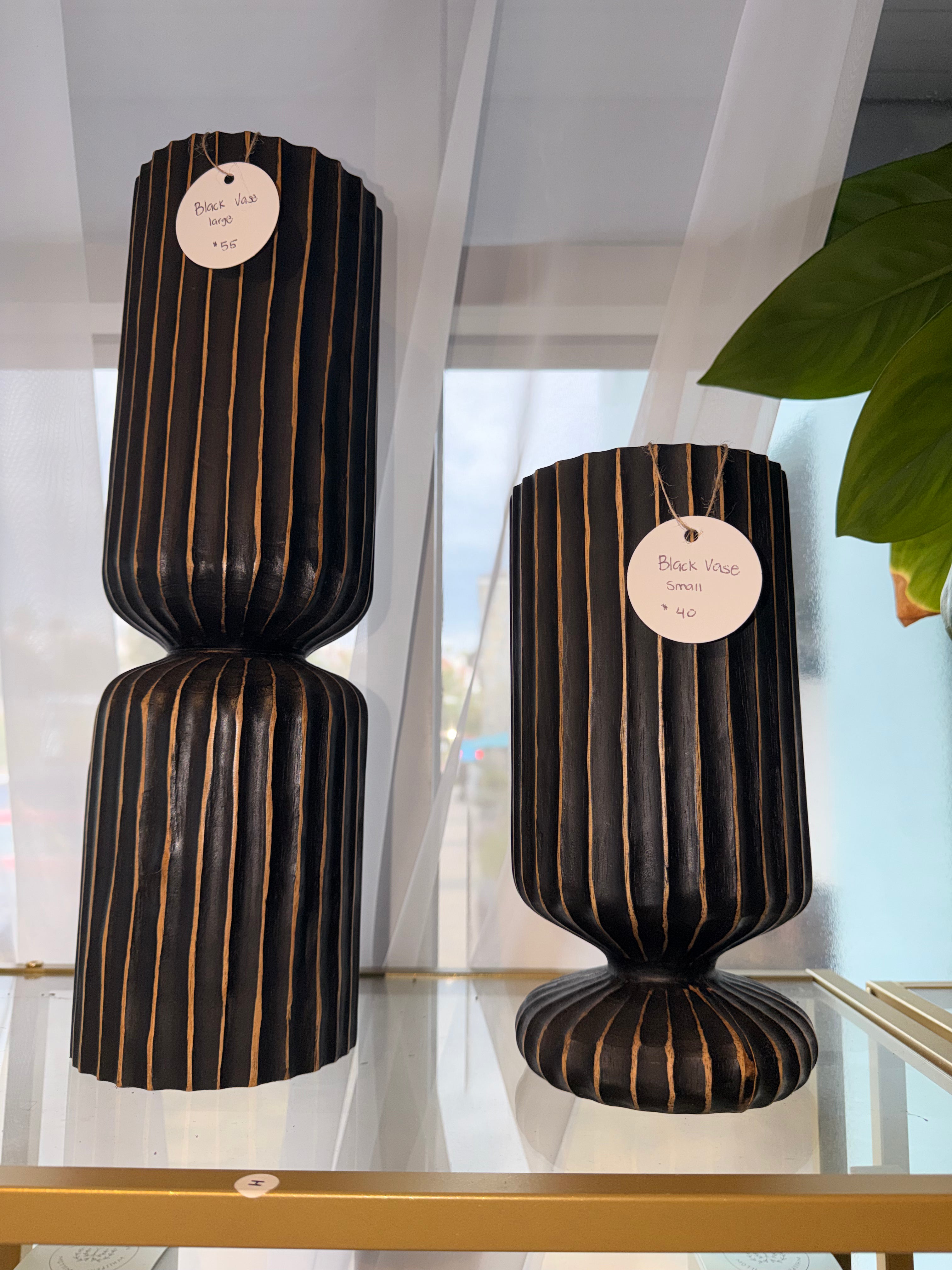 Black Striped Decorative Vase – Large Size