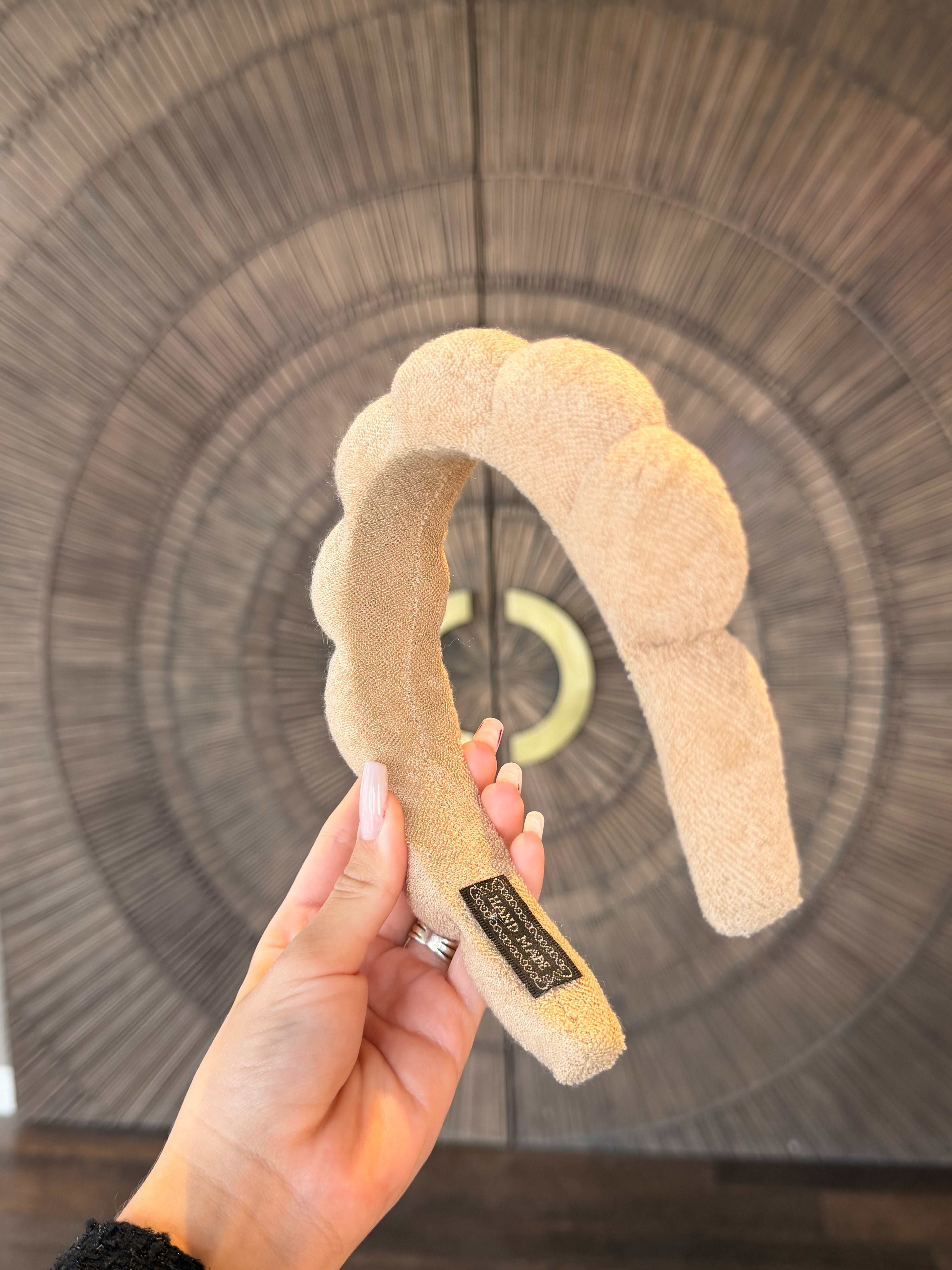 Handmade Padded Scalloped Beige Headband