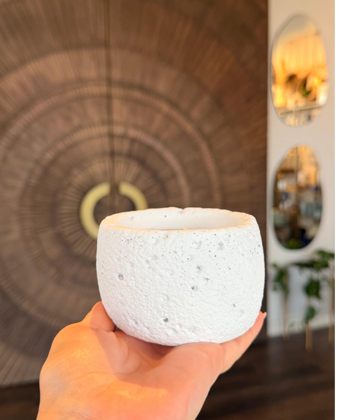Handmade Textured White Stone Candle